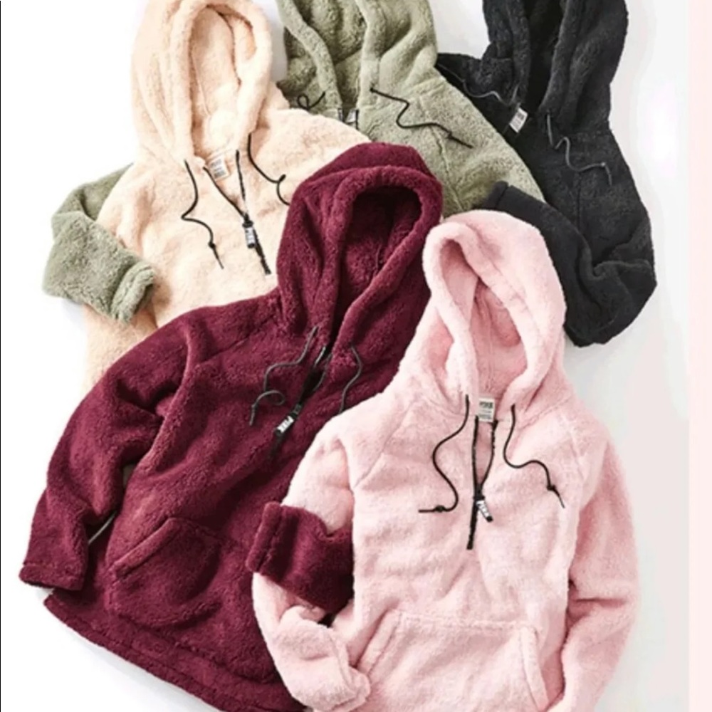 Vs pink Sherpa hoodie